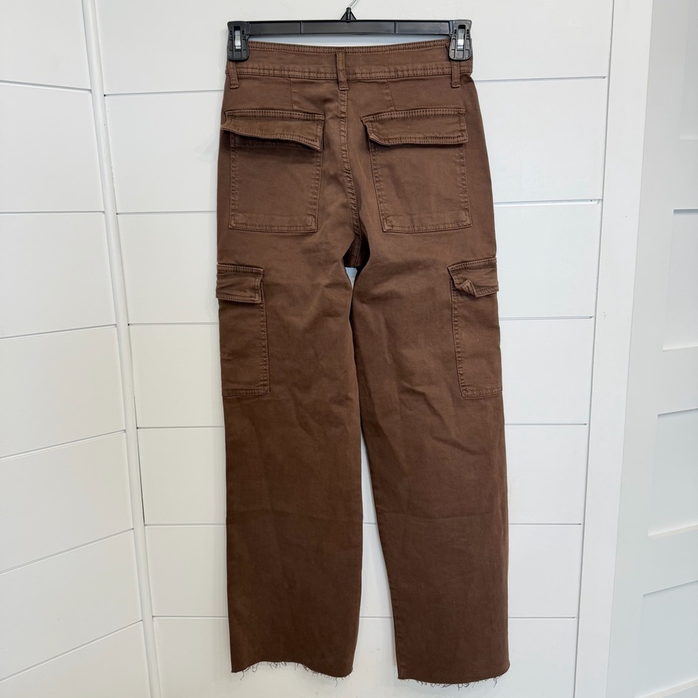 OAT Women's Brown Raw Hem Cargo Pants Size 26 - 23653 - Picture 4 of 11
